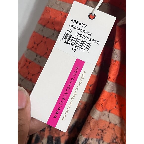 TRACY REESE Dress New Asymmetric Frock Cheetah Stripe Fit n Flare Mixed Print 10 - Picture 10 of 15